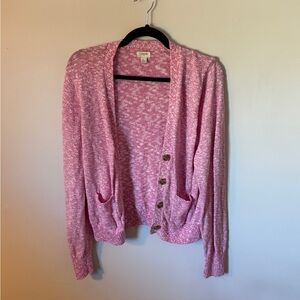 J. Crew Pink Heathered Button-Front Women's Cardigan